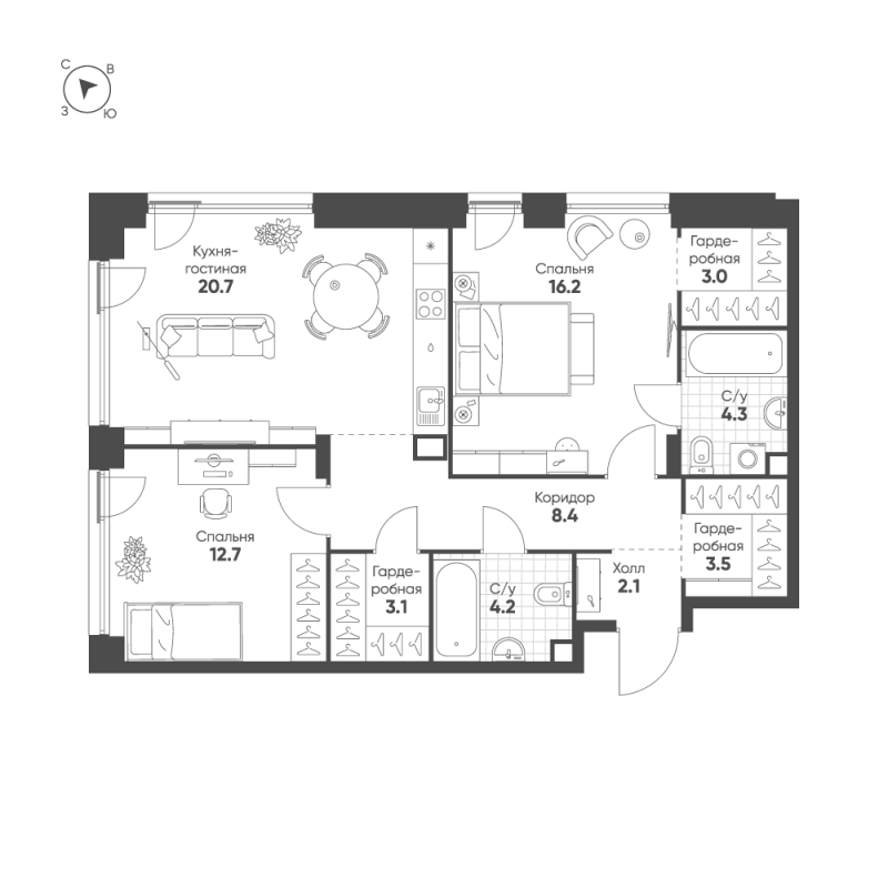 Продажа 2-комн квартиры в новостройке Москва г., Автозаводская ул.,  к. 4.1.3