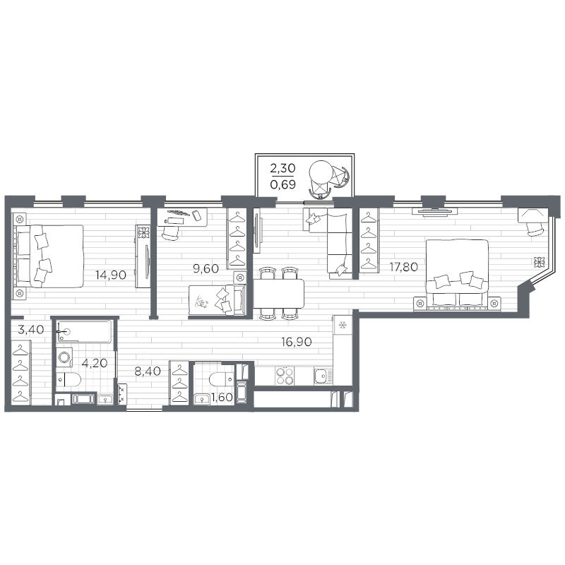 Продажа 3-комн квартиры в новостройке Санкт-Петербург г., Пулковское ш.,  к. 11