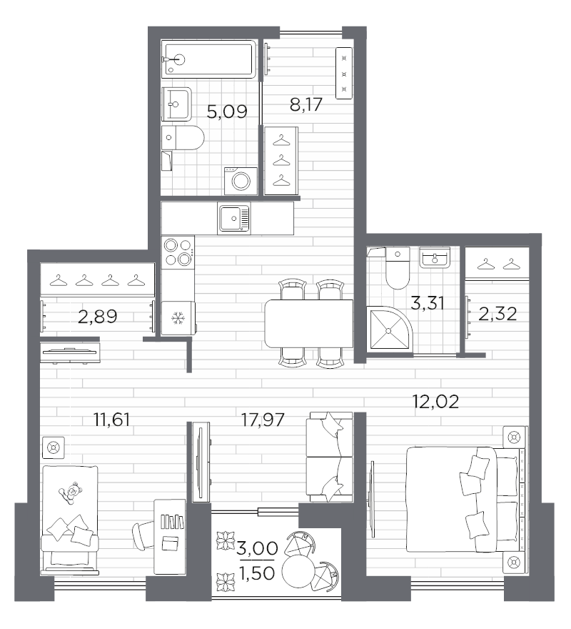 Продажа 2-комн квартиры в новостройке Санкт-Петербург г., Суздальское ш.,  к. 621