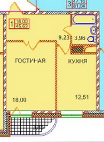 Планировка ЖК Подрезково, 18 м2