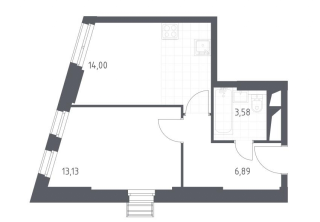Планировка ЖК Спутник, 13.1 м2