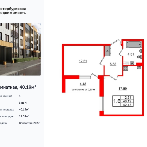 1-комн квартира Колпинское шоссе