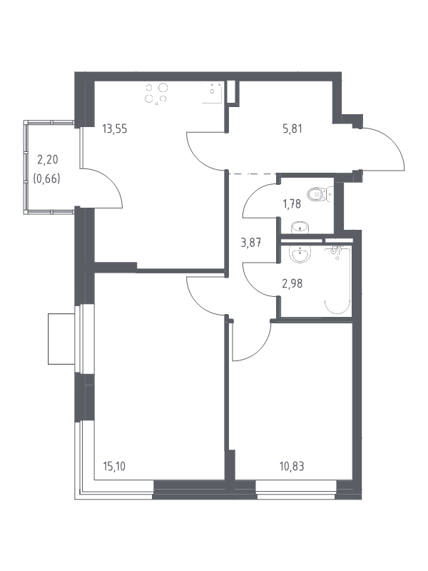 Продажа 2-комн квартиры в новостройке Богданиха д., Красная Слобода ул.,  к. 10.1