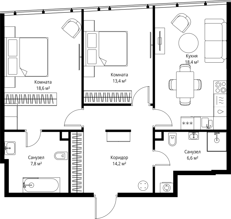 Продажа 2-комн квартиры в новостройке Москва г., 1-й Красногвардейский проезд,  к. 1