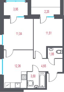 Продажа 2-комн квартиры в новостройке Пушкин г., 1-я линия, территория Лесное,  к. 2.1