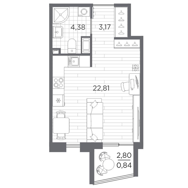 Продажа студии Санкт-Петербург г., Полюстровский пр-кт,  к. 3