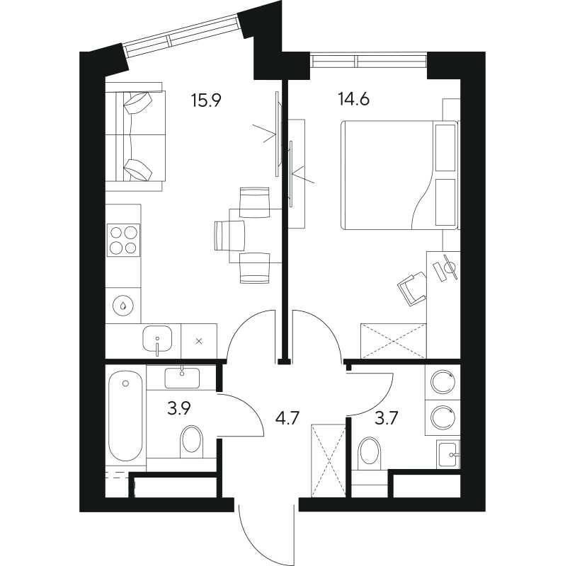 Продажа 1-комн квартиры в новостройке Москва г., Ярцевская ул.,  к. 1