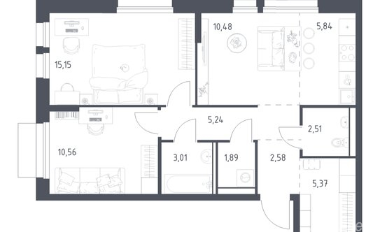 Продажа 2-комн квартиры на вторичном рынке Балашиха г, Авиаторов мкр, Колдунова ул,  д. 1