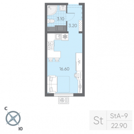 Продажа студии Санкт-Петербург г., Пискаревский пр-кт,  к. 20