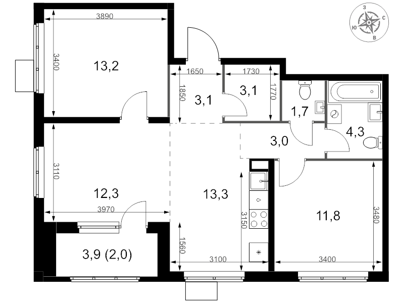 Продажа 2-комн квартиры в новостройке Химки г., Олимпийская ул.,  к. 2.2
