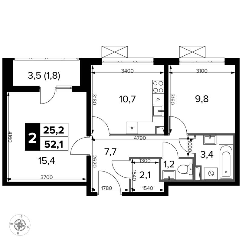 Продажа 2-комн квартиры в новостройке Битца п., Варшавское ш.,  к. 8