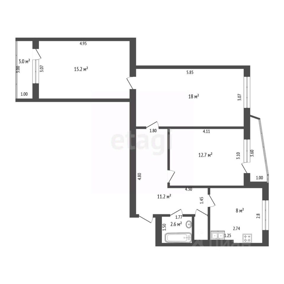 Продажа 3-комн квартиры на вторичном рынке имени К.А. Аверьянова мкр,  д. 11