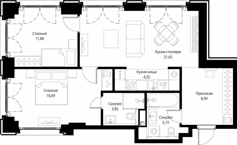 Продажа 2-комн квартиры в новостройке Москва г.,  Волоколамское ш.,  к. Cliff 4