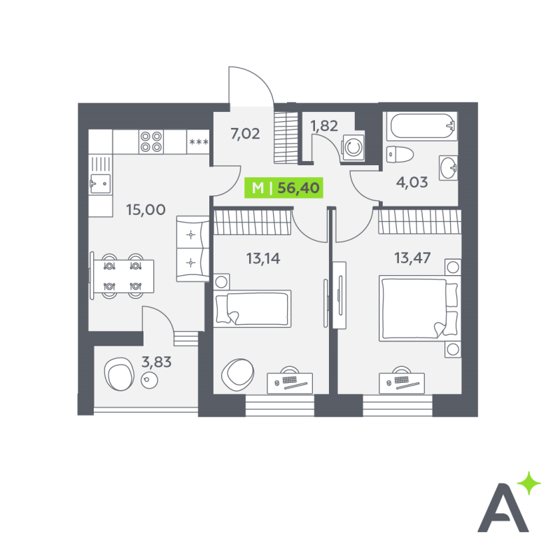 Продажа 2-комн квартиры в новостройке Янино-1 д., Заводская ул.,  к. 1