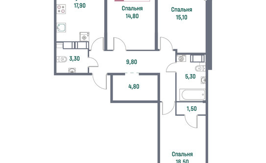 Продажа 3-комн квартиры на вторичном рынке Муринское городское поселение, , Мурино, Ручьевский пр-кт,  д. 1/24
