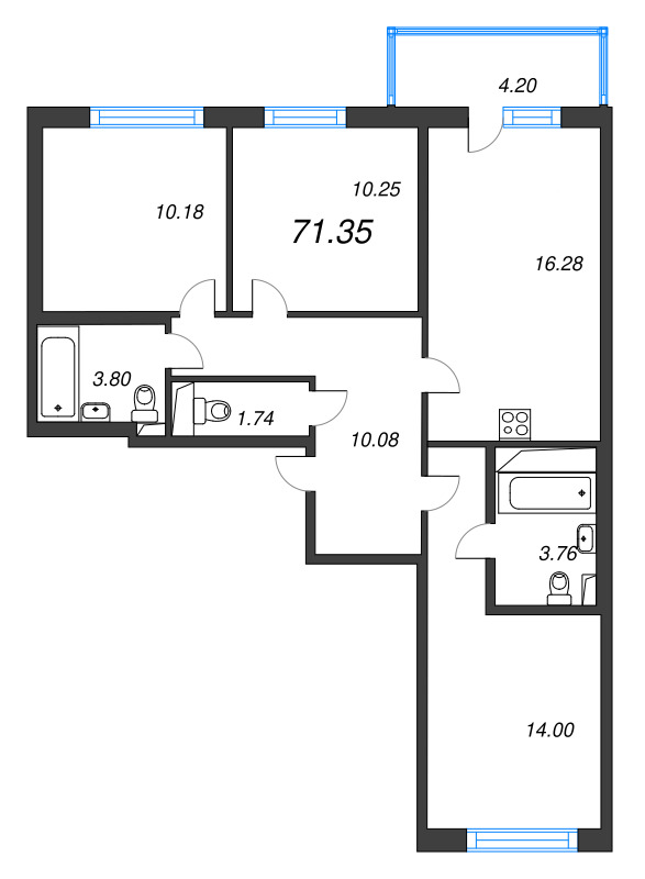 Продажа 3-комн квартиры в новостройке Шушары п., Школьная ул.,  к. 7