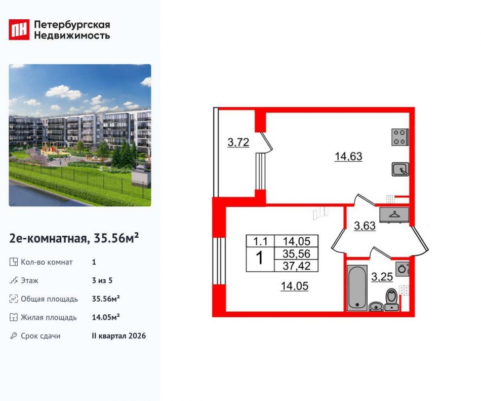 Продажа 1-комн квартиры в новостройке Пулковское шоссе