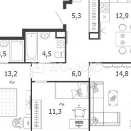 Продажа 3-комн квартиры на вторичном рынке ул Автозаводская,  д. 23,  к. 14