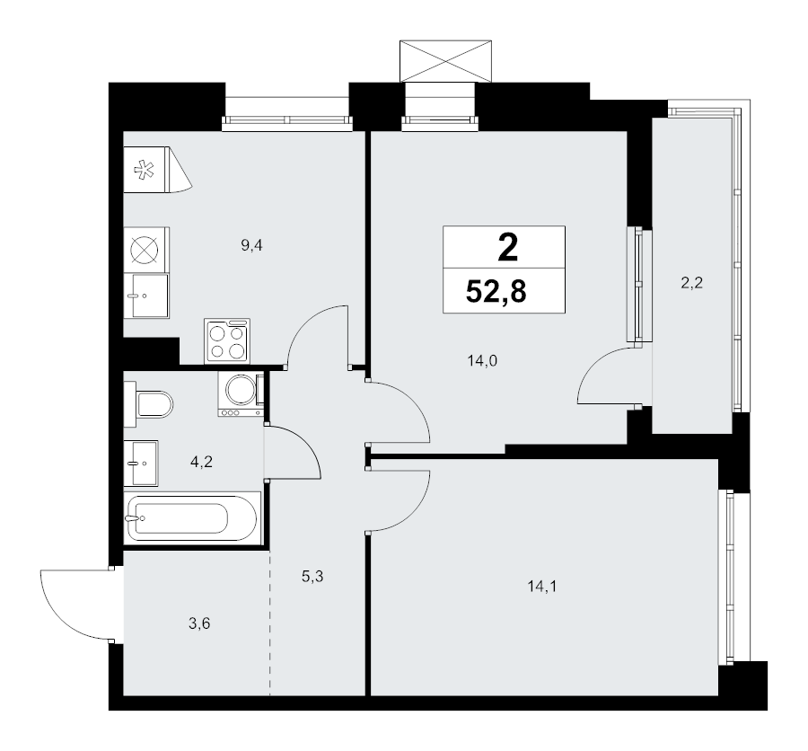 Продажа 2-комн квартиры в новостройке Прокшино д., Проектируемый проезд № 7029,  к. 9.3