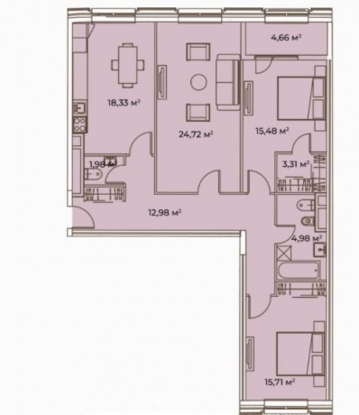 Планировка ЖК Врубеля 4, 55.91 м2