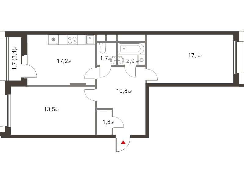 Продажа 2-комн квартиры в новостройке Красногорск г., Новая Московская ул.,  к. 2