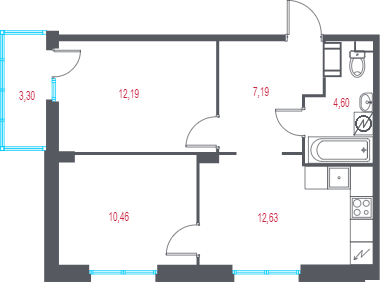 Продажа 2-комн квартиры в новостройке Пушкин г, Лесное п,  к. 1.3