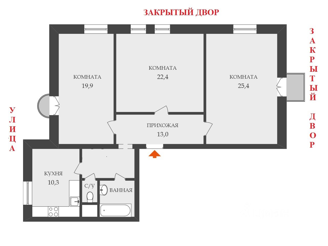 Продажа 3-комн квартиры на вторичном рынке Боткинская улица, 4