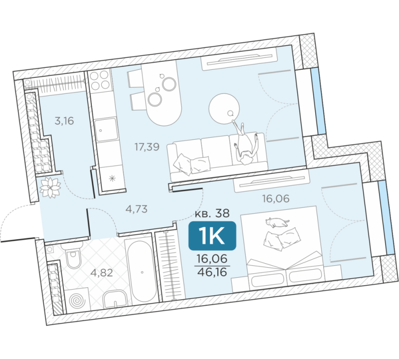 Продажа 1-комн квартиры в новостройке Санкт-Петербург г., Новгородская ул.,  к. 14А