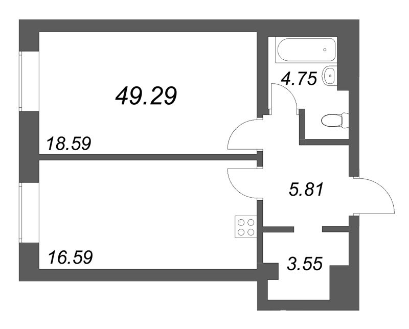 Продажа 1-комн квартиры в новостройке Санкт-Петербург г., Фонтанки реки наб.,  к. 1