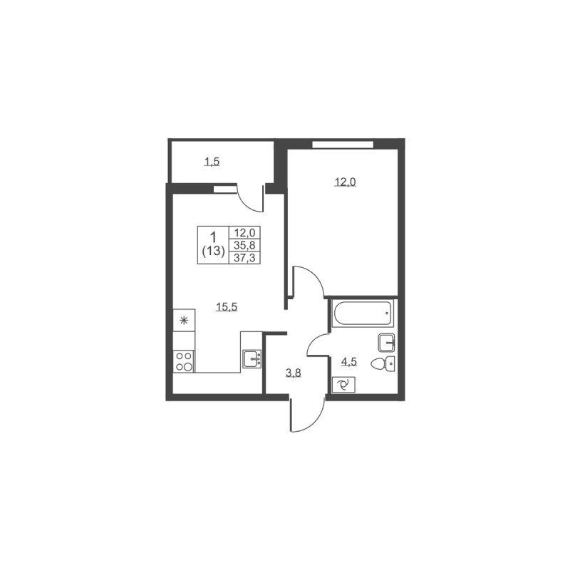 Продажа 1-комн квартиры в новостройке Им Свердлова пгт., Ермаковская ул.,  к. 1