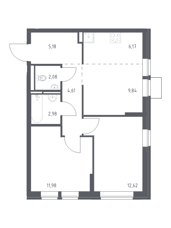 Продажа 2-комн квартиры в новостройке Богданиха д., Красная Слобода ул.,  к. 7.2