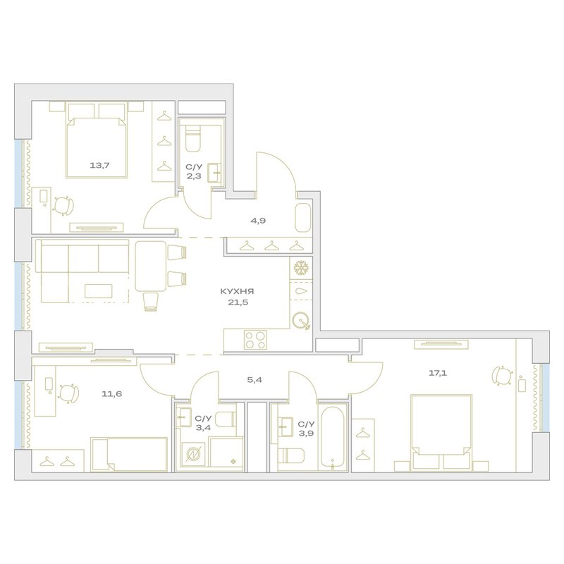 Продажа 3-комн квартиры в новостройке Марьино п., Харлампиева ул.,  к. 6