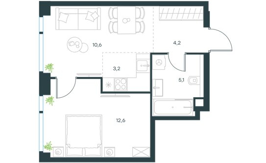 Продажа 2-комн квартиры на вторичном рынке Озёрная улица,  д. к1