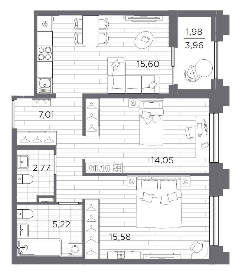Продажа 2-комн квартиры в новостройке Санкт-Петербург г., Малый пр-кт В.О.,  к. 4