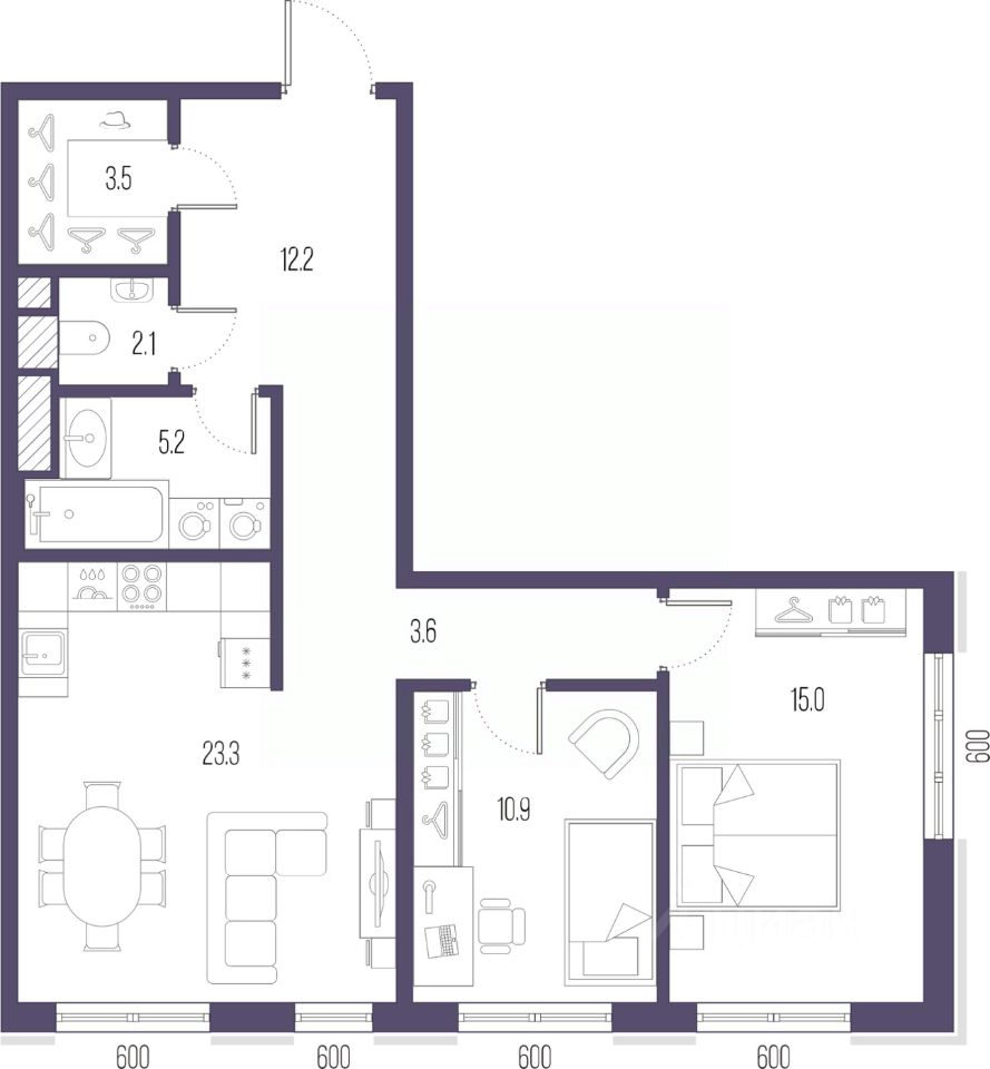 Продажа 2-комн квартиры на вторичном рынке улица Стахановцев, 1