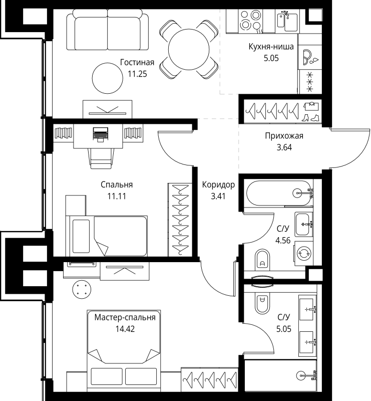 Продажа 2-комн квартиры в новостройке Москва г., Мира пр-кт,  к. 2