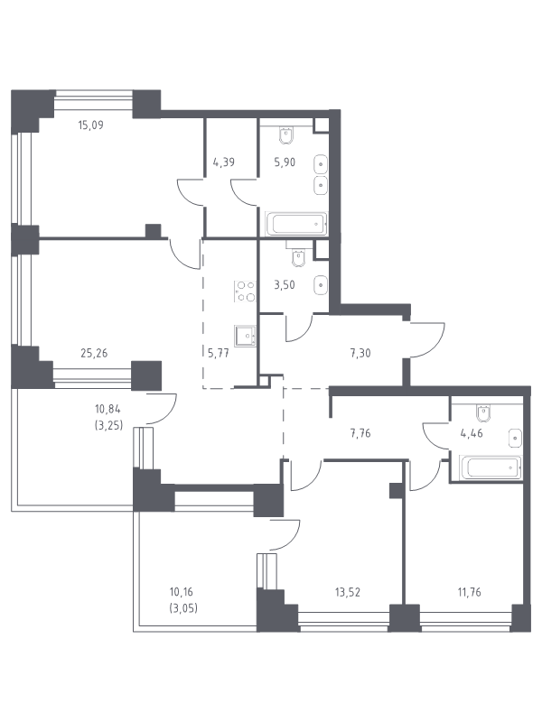 Продажа 3-комн квартиры в новостройке Москва г., Генерала Дорохова пр-кт,  к. 1