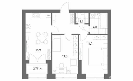 Продажа 2-комн квартиры на вторичном рынке улица Академика Константинова,  д. 1 к1 с1