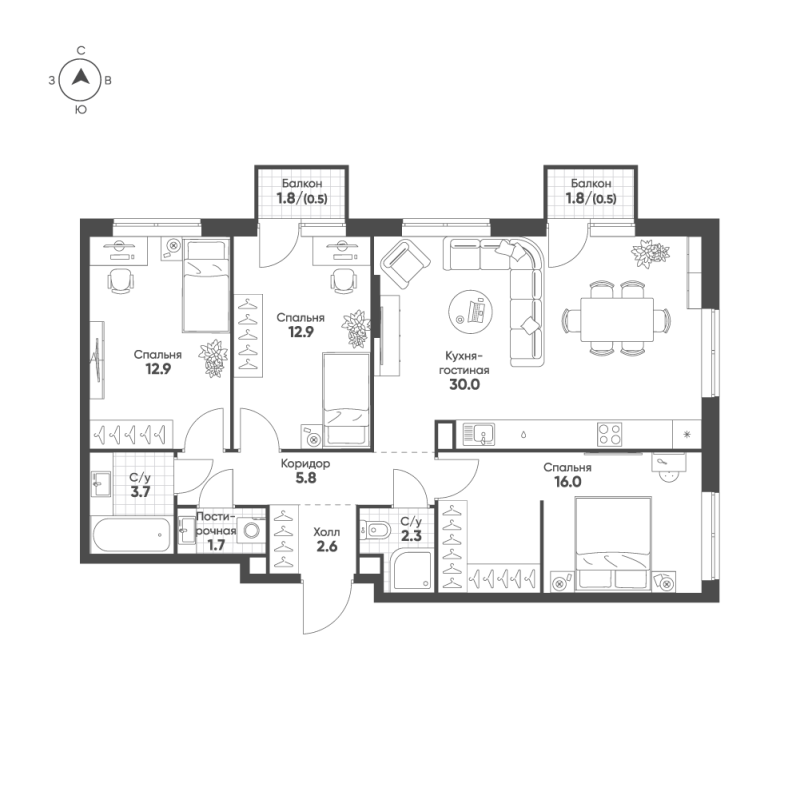 Продажа 3-комн квартиры в новостройке Москва г., 3-я Гражданская ул.,  к. 1