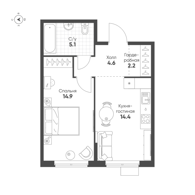 Продажа 1-комн квартиры в новостройке Мурино п., Южный проезд,  к. 1.11