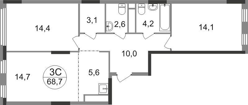 Продажа 2-комн квартиры в новостройке Рассказовка д., Бориса Пастернака ул.,  к. 13.2