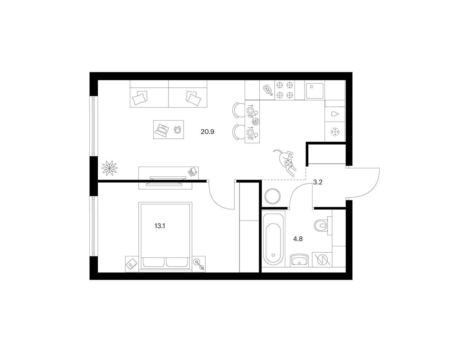 1-комн квартира Кронштадтский б-р, вл. 9