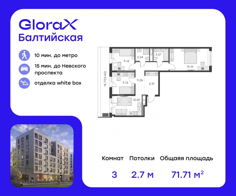 Продажа 3-комн квартиры в новостройке Шкапина улица