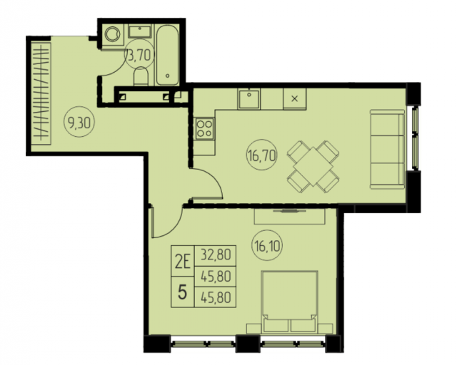 Планировка ЖК 7 небо, 16.1 м2