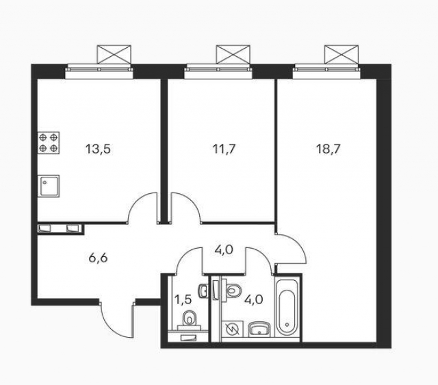 Планировка ЖК Люблинский парк, 30.4 м2