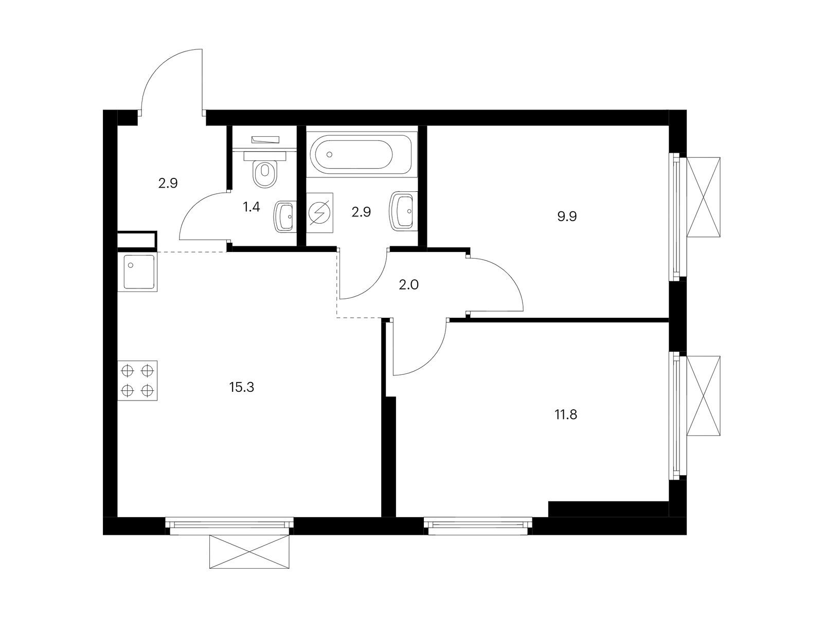 Продажа 2-комн квартиры в новостройке жилой комплекс Амурский Парк, 1.4