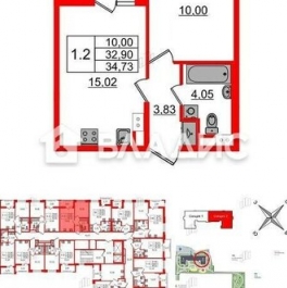 Продажа 1-комн квартиры на вторичном рынке Обуховской обороны пр-кт,  д. 38 литВ