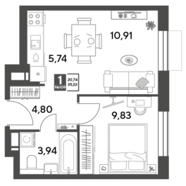 Продажа 1-комн квартиры в новостройке Пушкино г., Зелёная Роща ул.,  к. 12