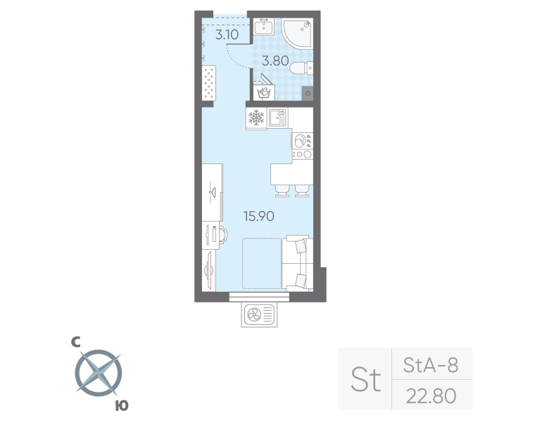 Продажа студии Санкт-Петербург г., Пискаревский пр-кт,  к. 19