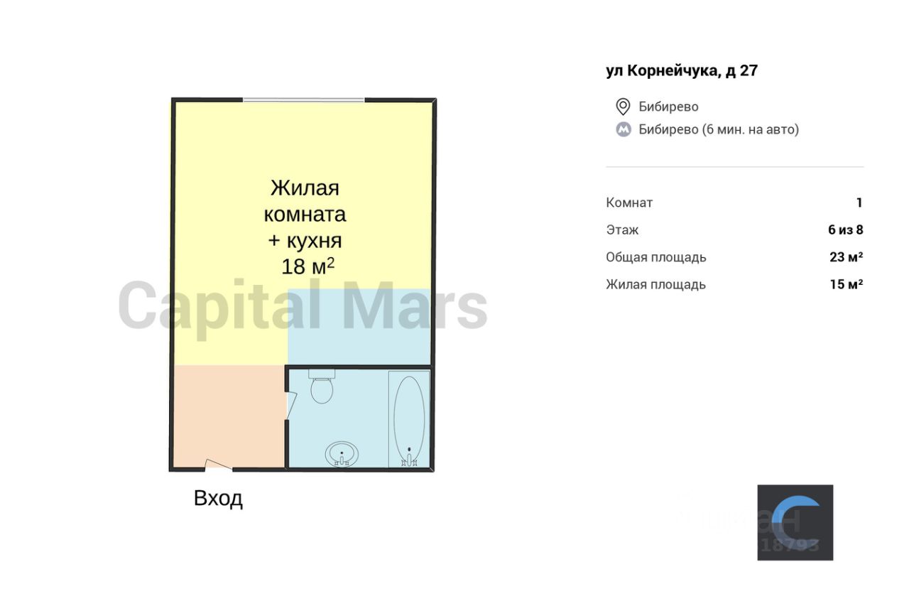 Аренда 1-комн квартиры на вторичном рынке улица Корнейчука, 27